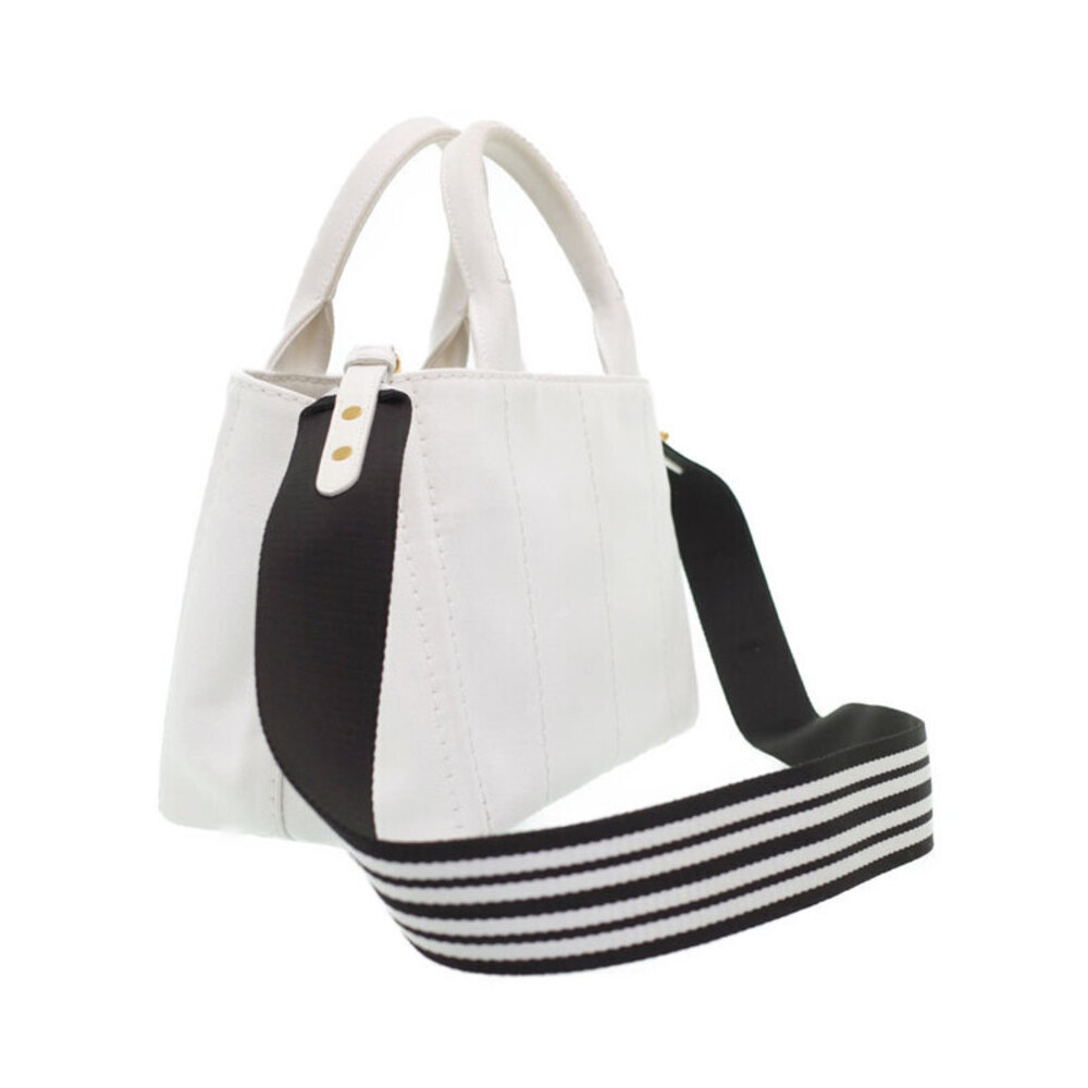 Prada top 2way canvas handbag handles White Canapa Tote